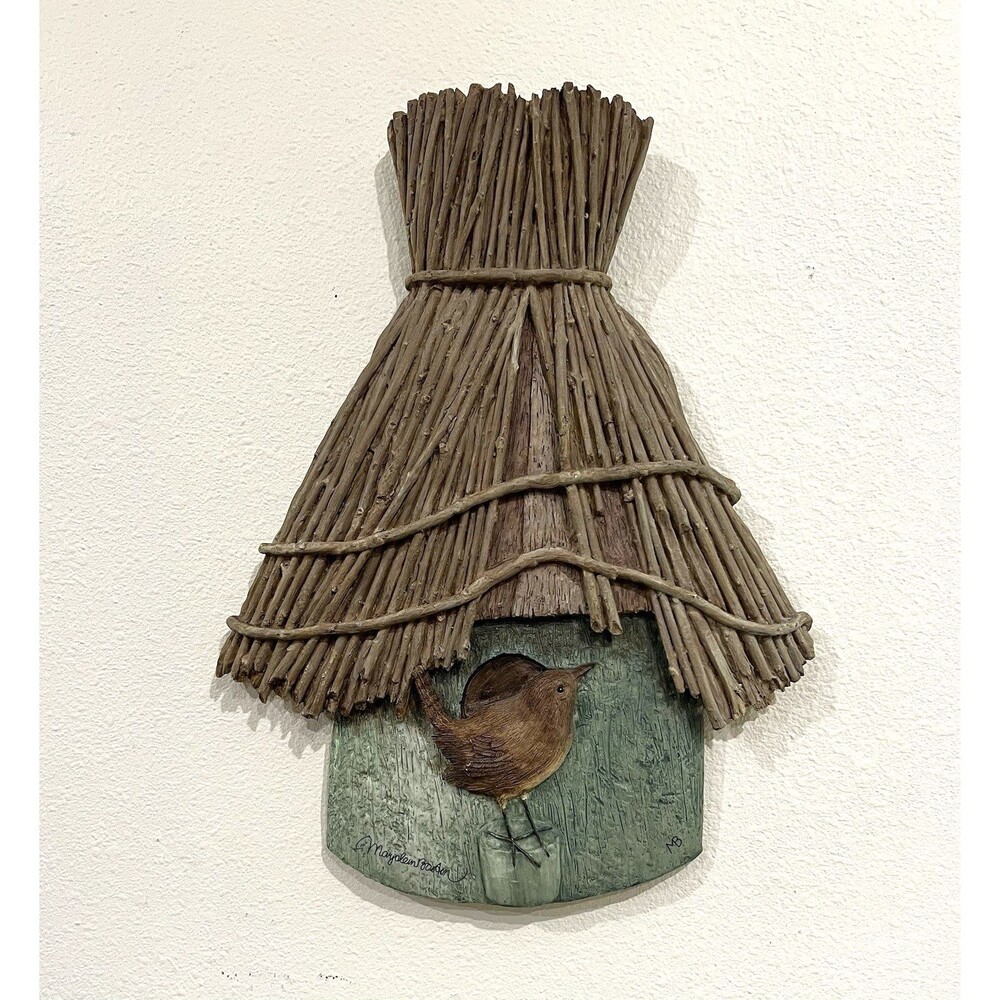 Vintage Hallmark Marjolein Bastin Resin House Wren Birdhouse Wall Decor